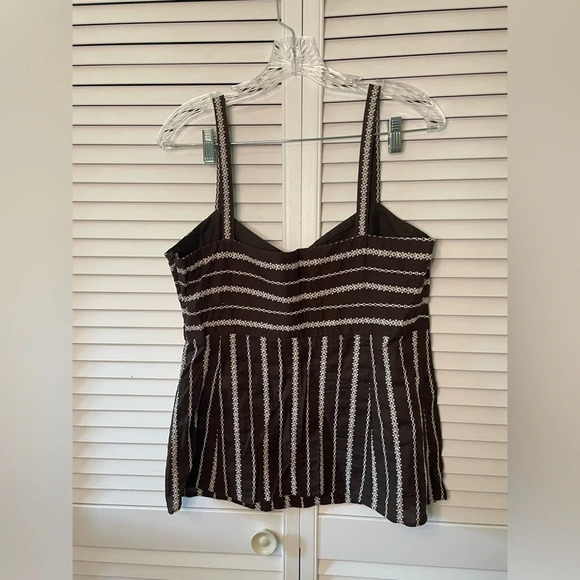 LOFT Women’s Cami Tank Brown Embroidered Sweetheart Size 12 Empire Waist EUC - Picture 7 of 15
